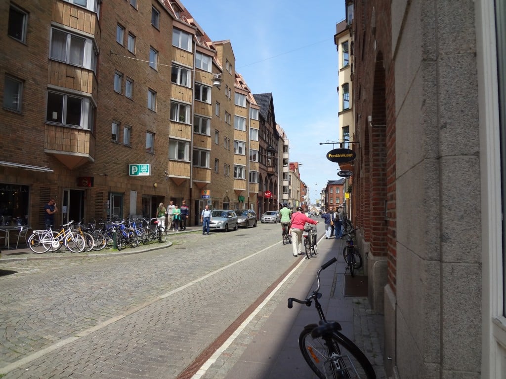 Bikes outnumber the cars on the street