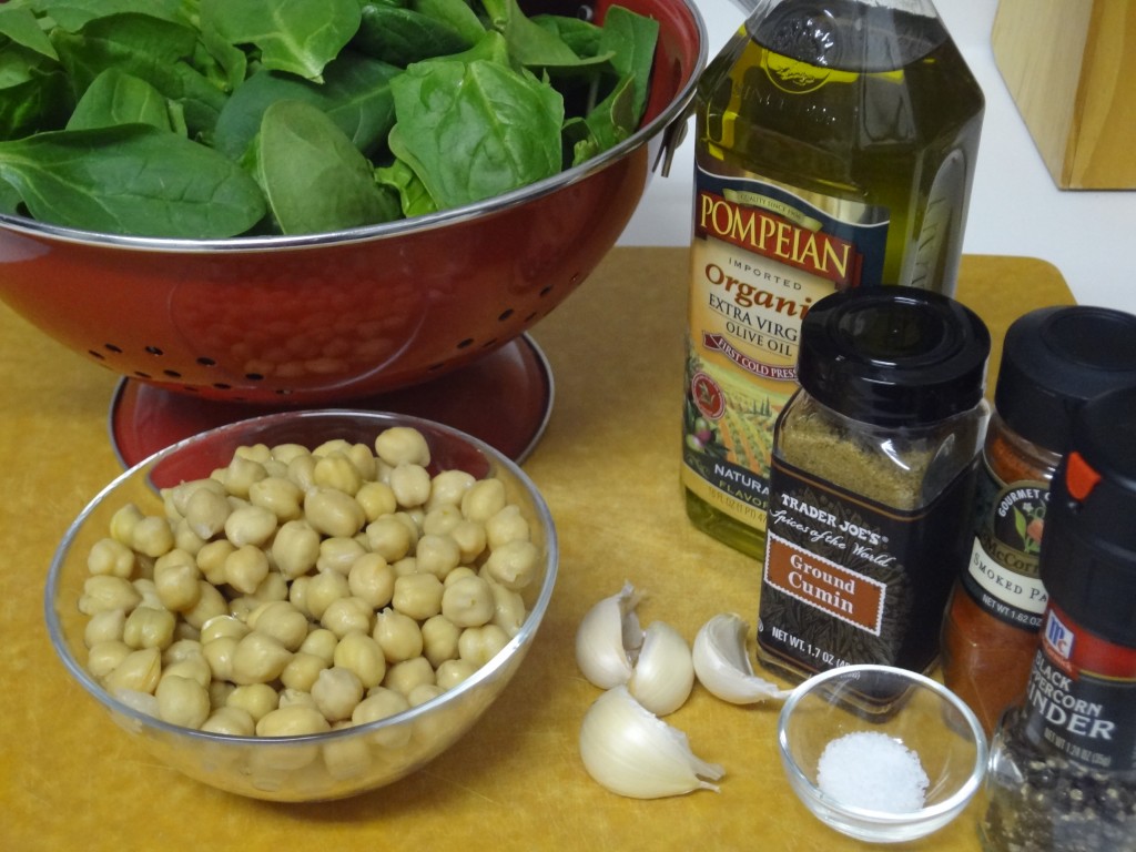 Chickpeas and Spinach Ingredients