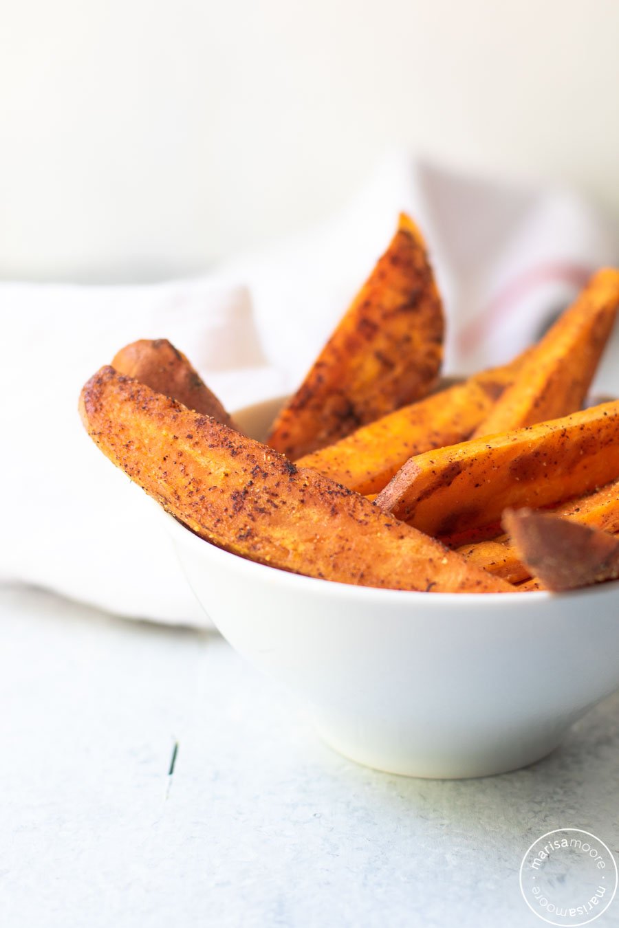 baked sweet potato fries in bowl