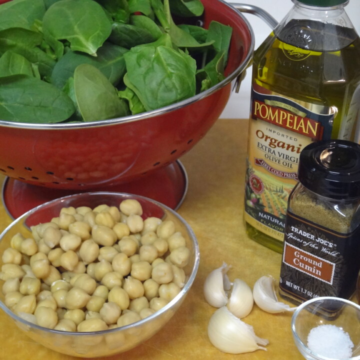 Spinach + Chickpea Recipe Ingredients on marisamoore.com