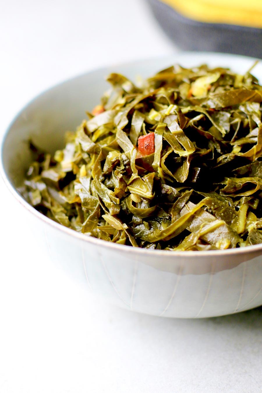 honey cider collard greens in a bowl