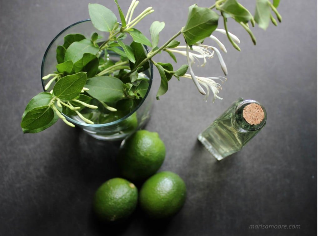 honeysuckle simple syrup + limes