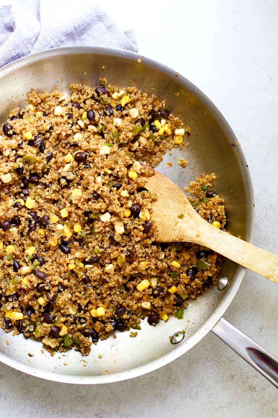 Black Bean "Fried" QUinoa in a Skillet