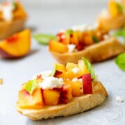 peach toasts on a gray background
