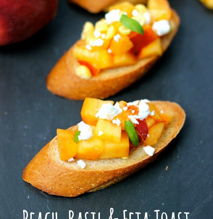 Peach Basil Feta Toast on MarisaMoore.com