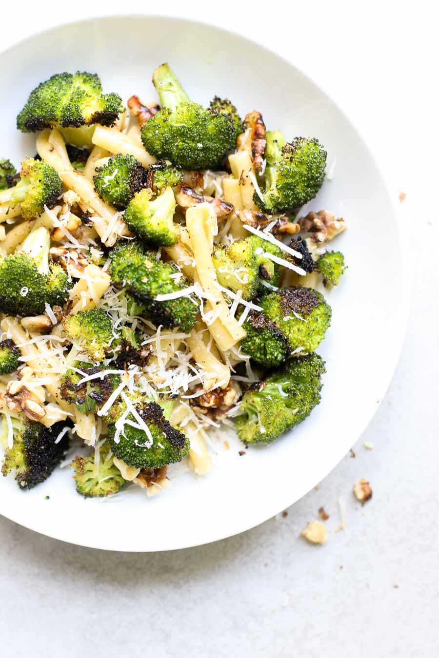 Roasted Broccoli and Walnut Pasta in a Bowl