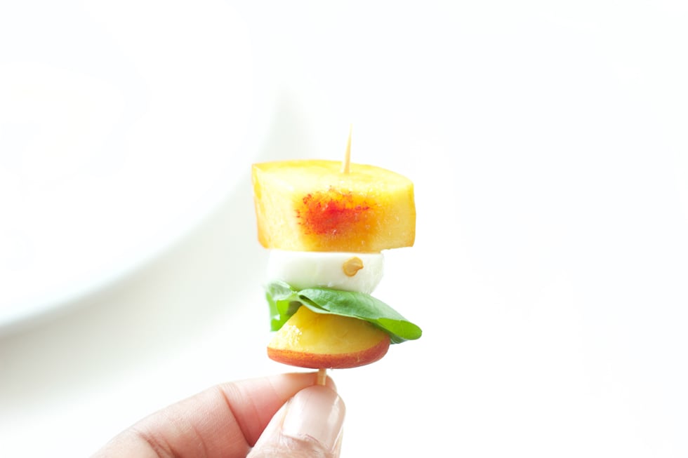 Peach Basil Mozzarella Bites