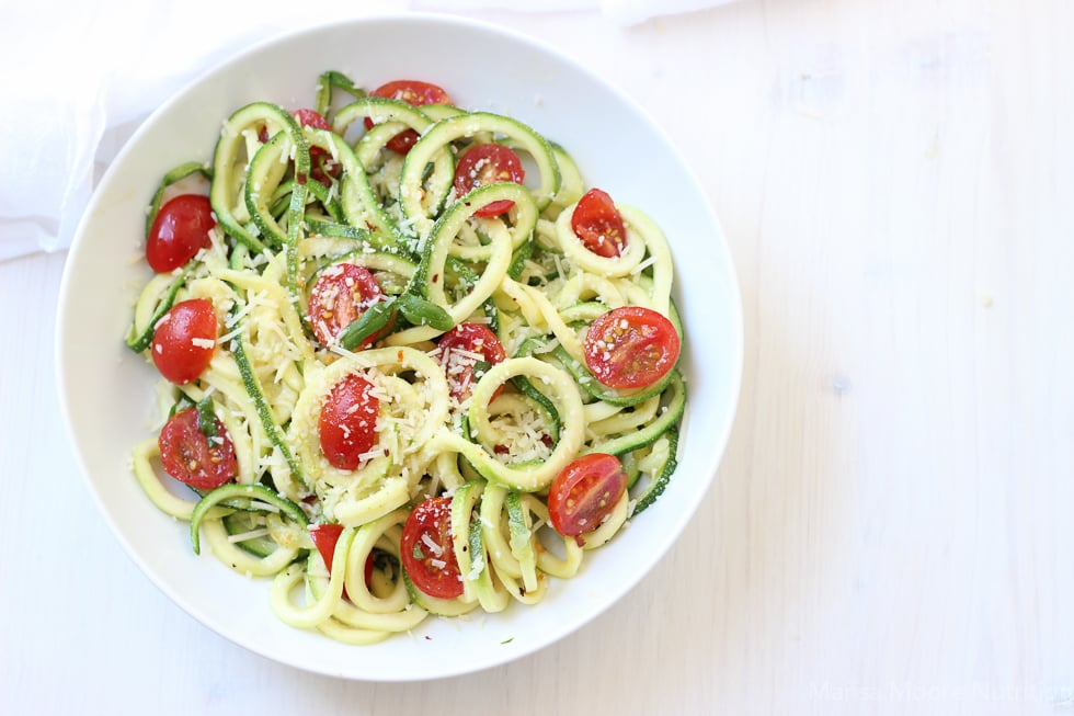 Spaghetti and Spiralized Zucchini with Pesto