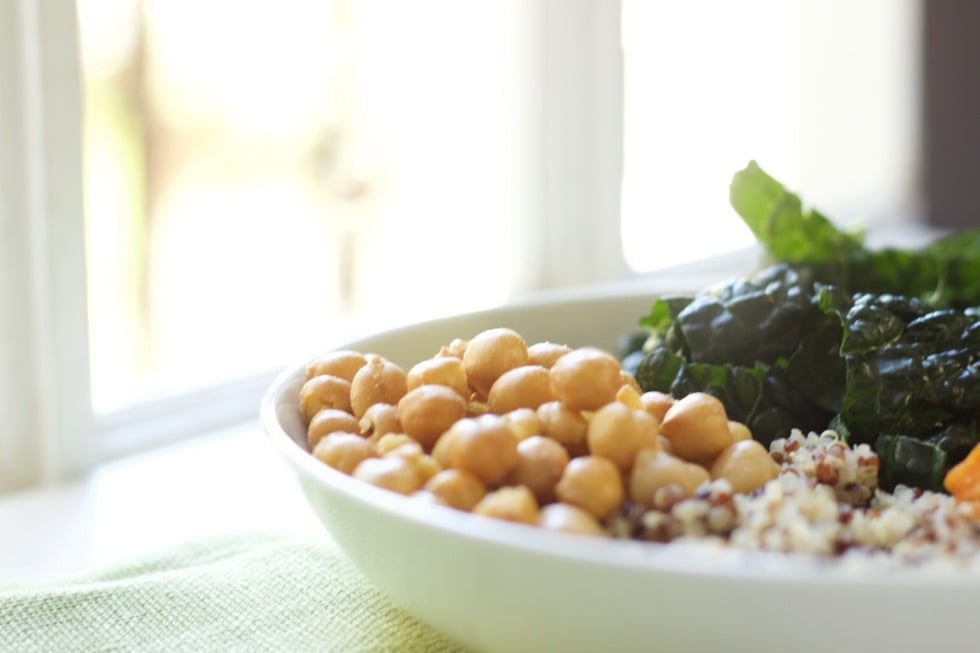 Roasted Kale, Sweet Potato and Chickpea Bowl