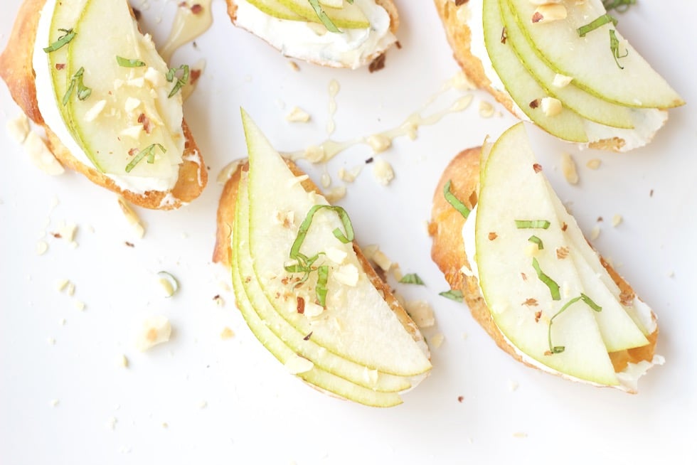 Healthy Holiday Appetizer Pear Crostini