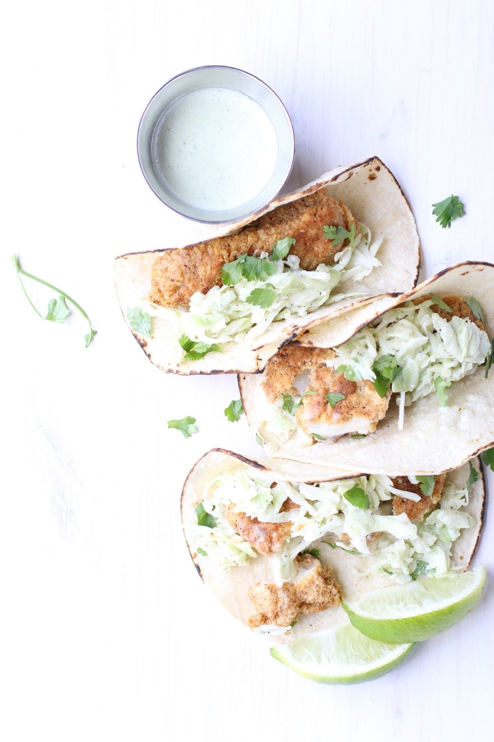 Crispy Fish Tacos With Honey Lime Cilantro Slaw Marisa Moore Nutrition