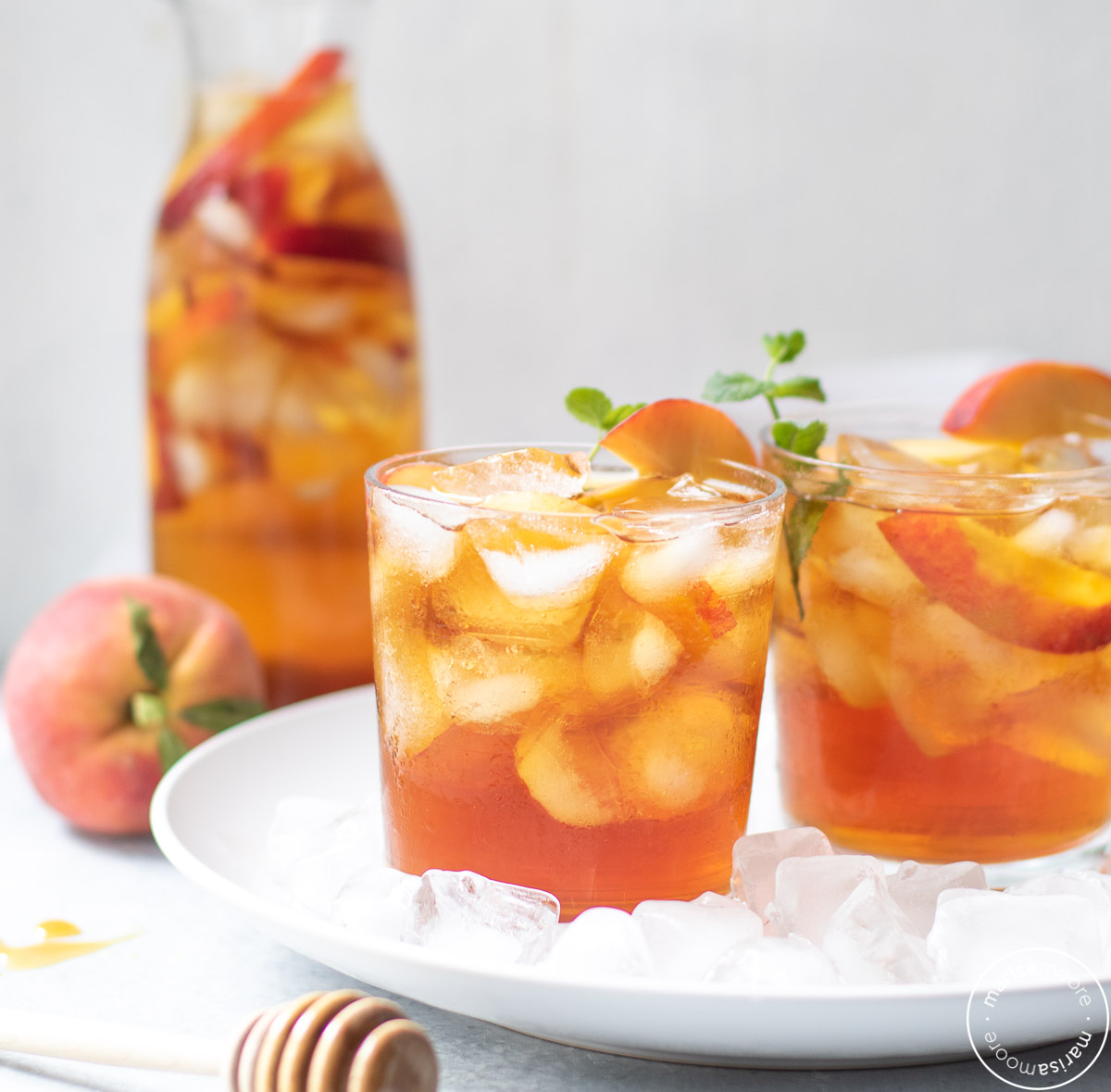 Fresh Peach Iced Tea - Honey Sweetened