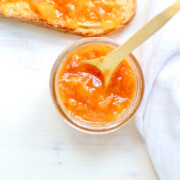 Instant Pot Peach Jam Recipe with spoon