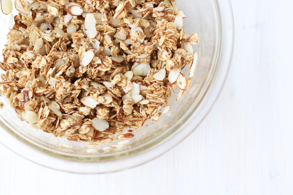 Peach Almond Granola Mixing