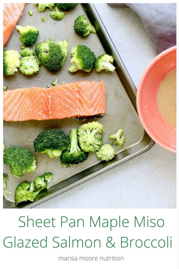 Sheet Pan Maple Miso Glazed Salmon & Broccoli