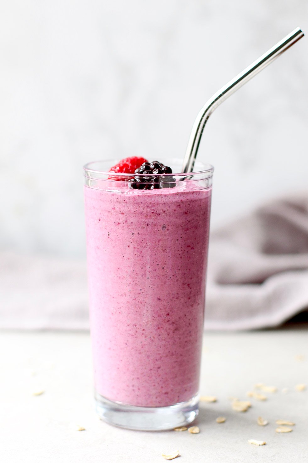 Triple Berry Oat Smoothie with Hemp Seeds | Marisa Moore Nutrition