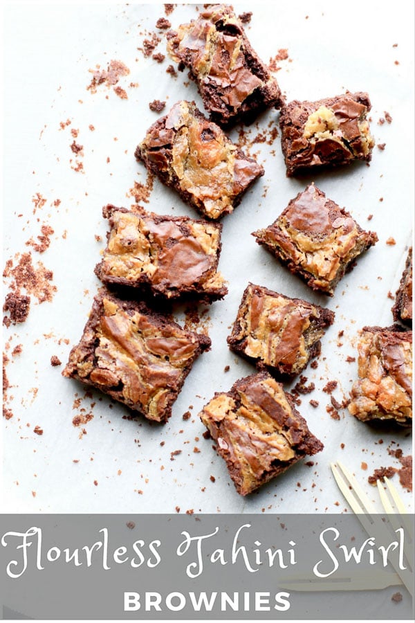 Flourless Tahini Swirl Brownie Bites PIN