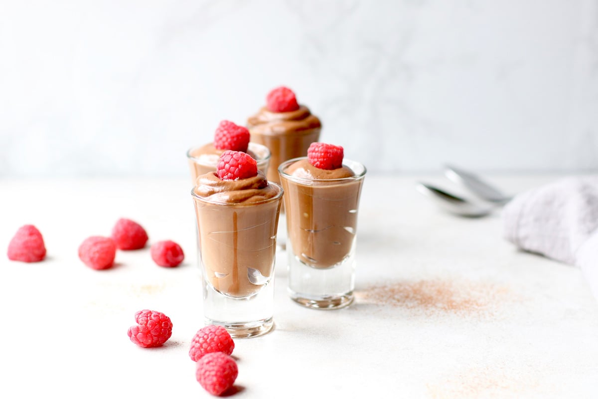 Vegan Chocolate Avocado Pudding with spoons