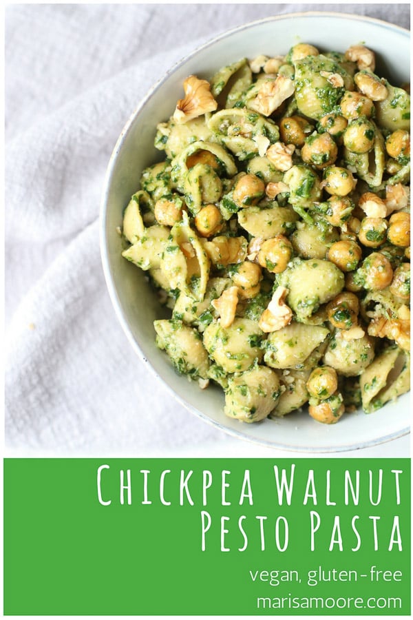 Vegan Chickpea Pesto Pasta - Marisa Moore Nutrition