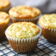 Cheddar Zucchini Muffins on cooling rack