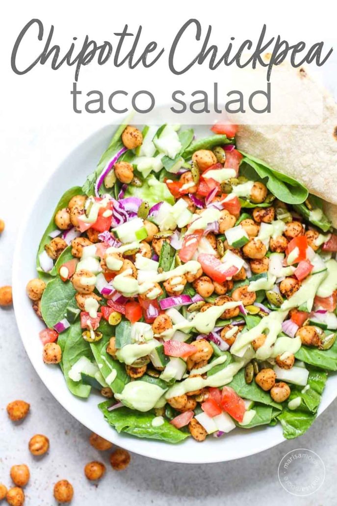 Chipotle Chickpea Taco Salad in Bowl