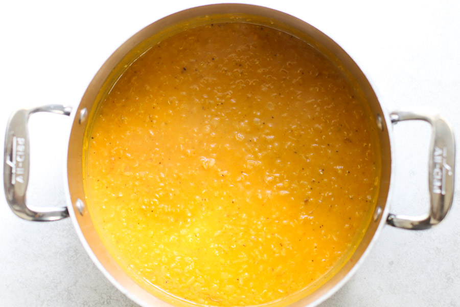 Pumpkin Lentil Curry in stockpot