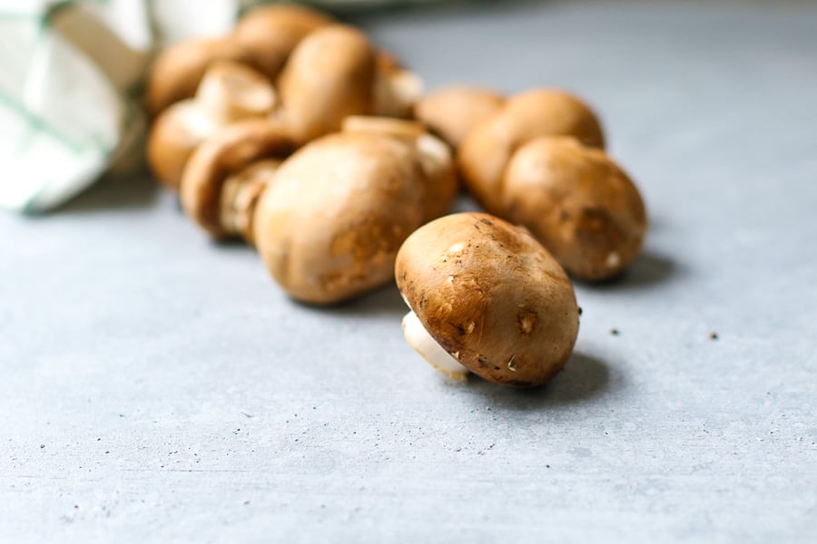 Baby Bella Mushrooms and a napkin