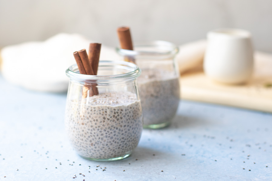 Chia Pudding in jars with napkin