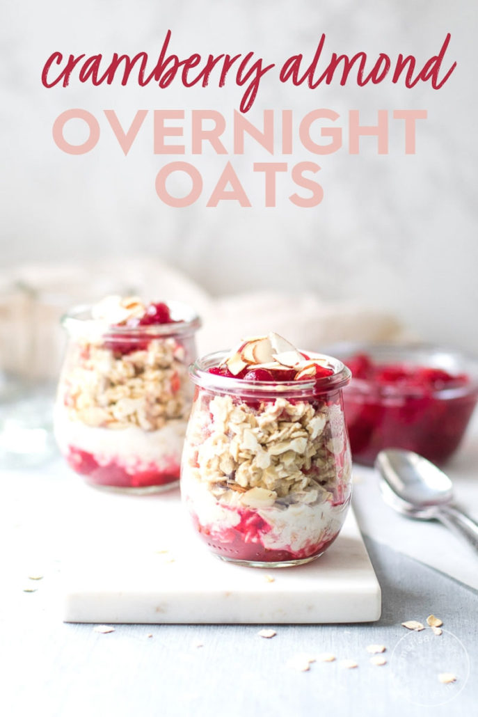Cranberry Sauce Overnight Oats in jars
