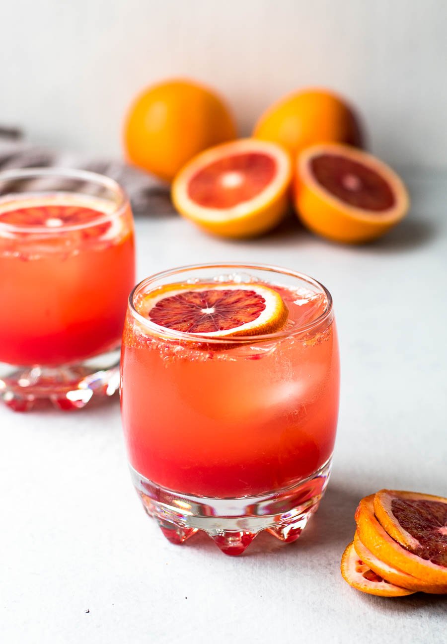 Blood Orange Mocktail in Glasses