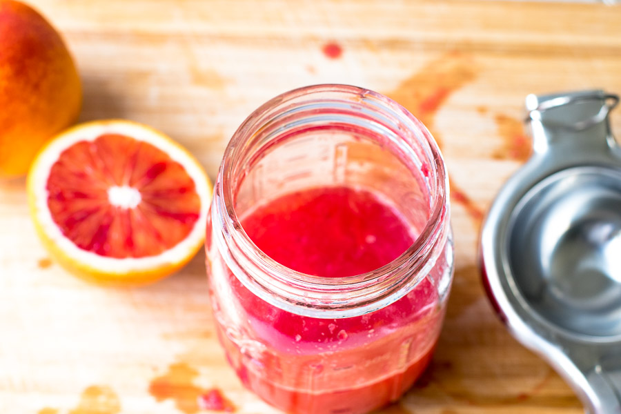 Blood orange juice in a jar