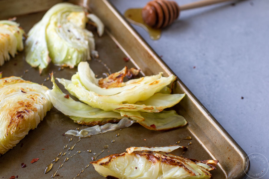 Roasted cabbage on a sheet pan