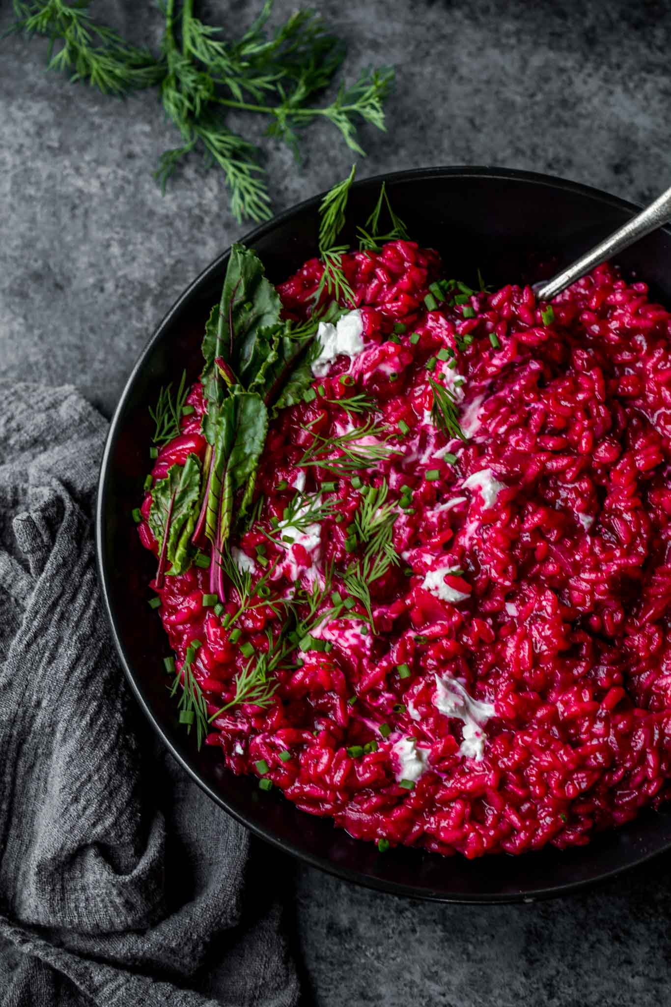 Beet Risotto with goat cheese