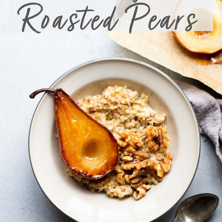 Honey Roasted Pears with walnuts over oats