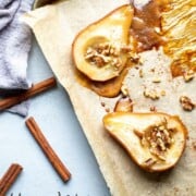 Honey Roasted Pears on a sheet pan