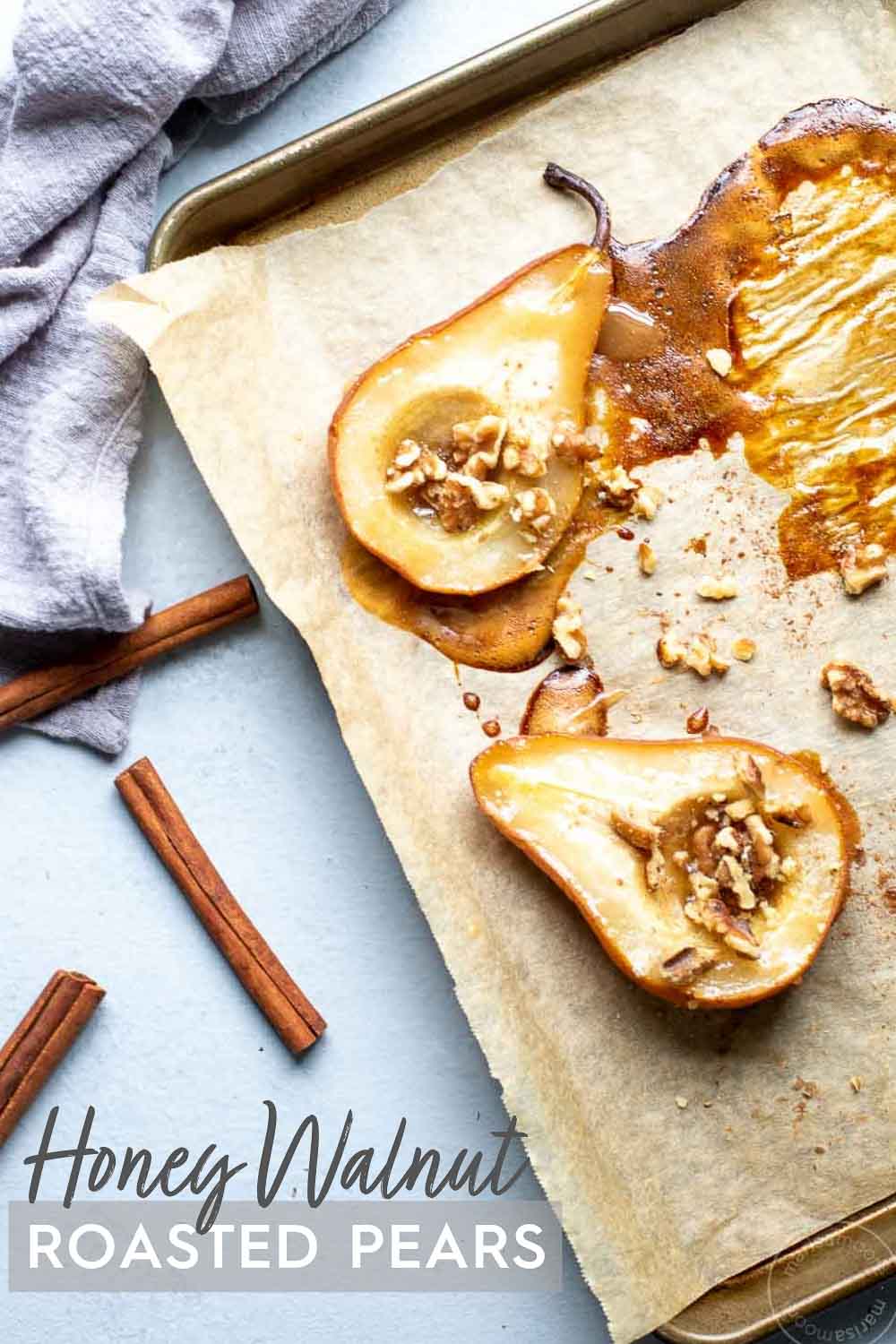 Honey Roasted Pears on a sheet pan