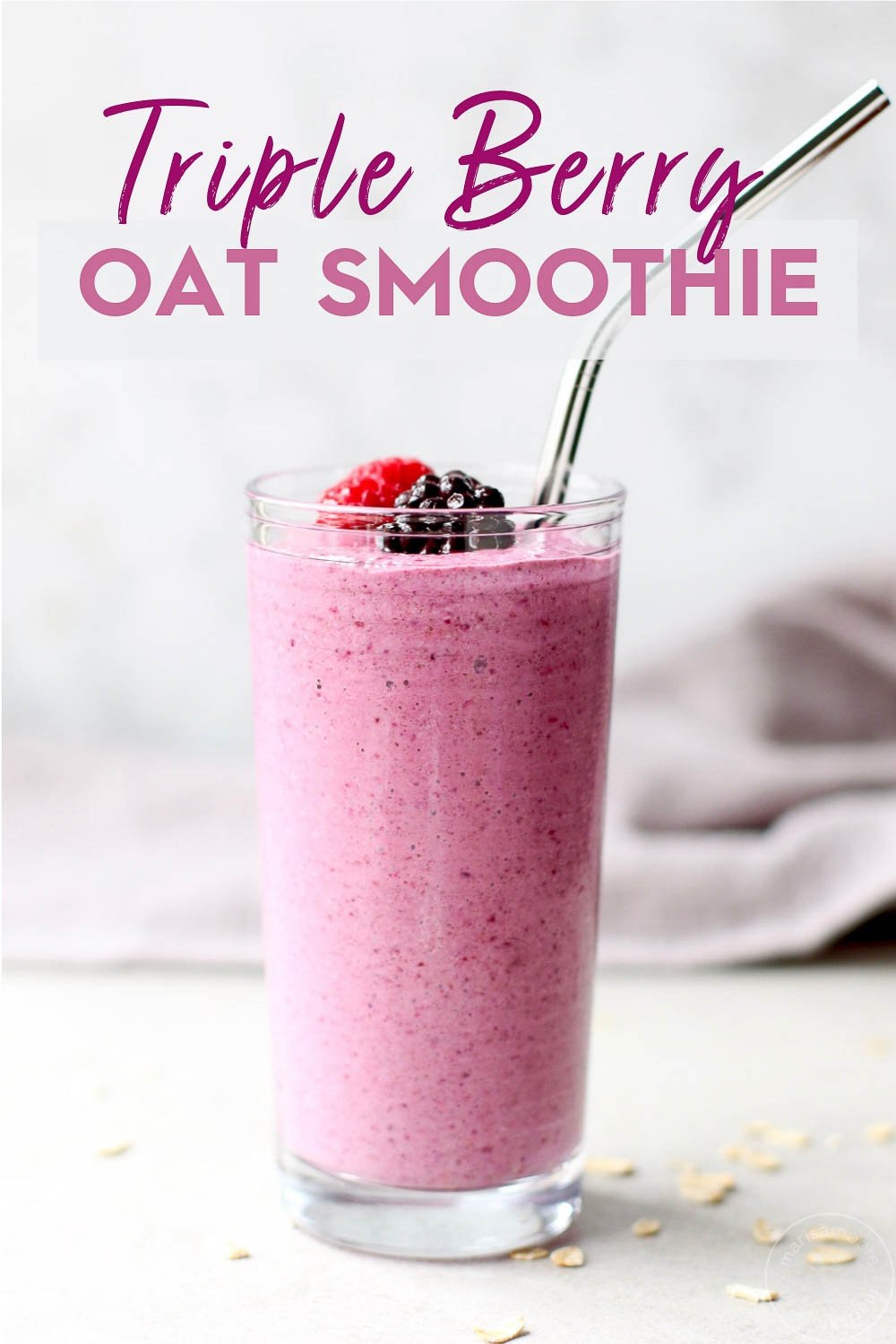 Triple Berry Oat Smoothie with Hemp Seeds | Marisa Moore Nutrition