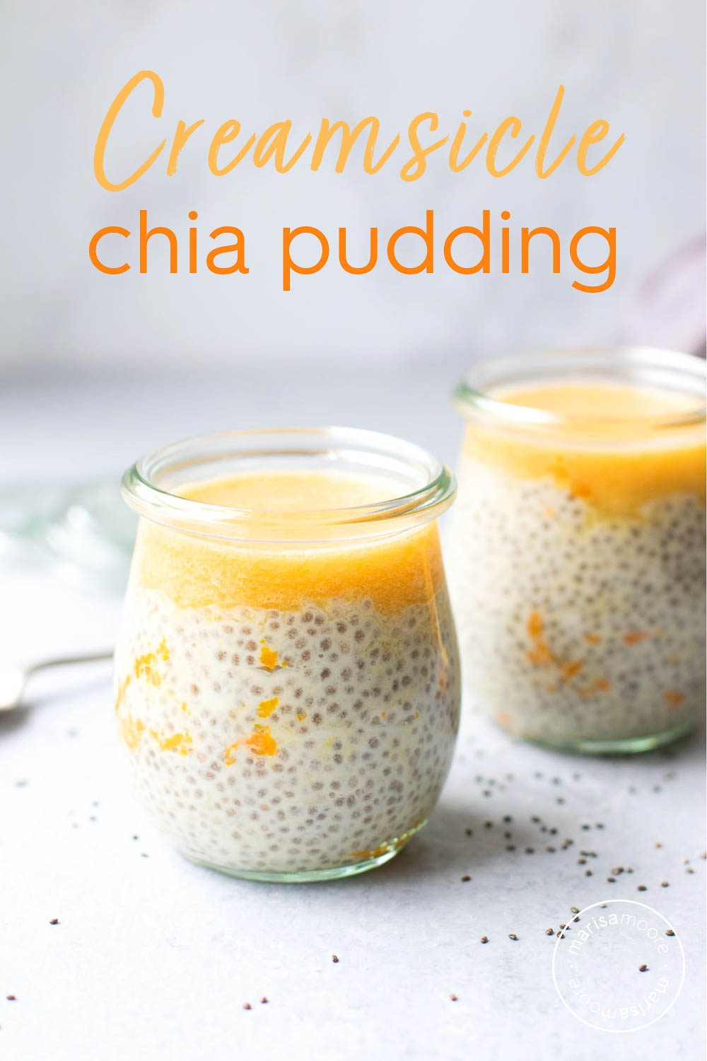 creamsicle chia pudding in jars