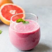 grapefruit berry smoothie in glass