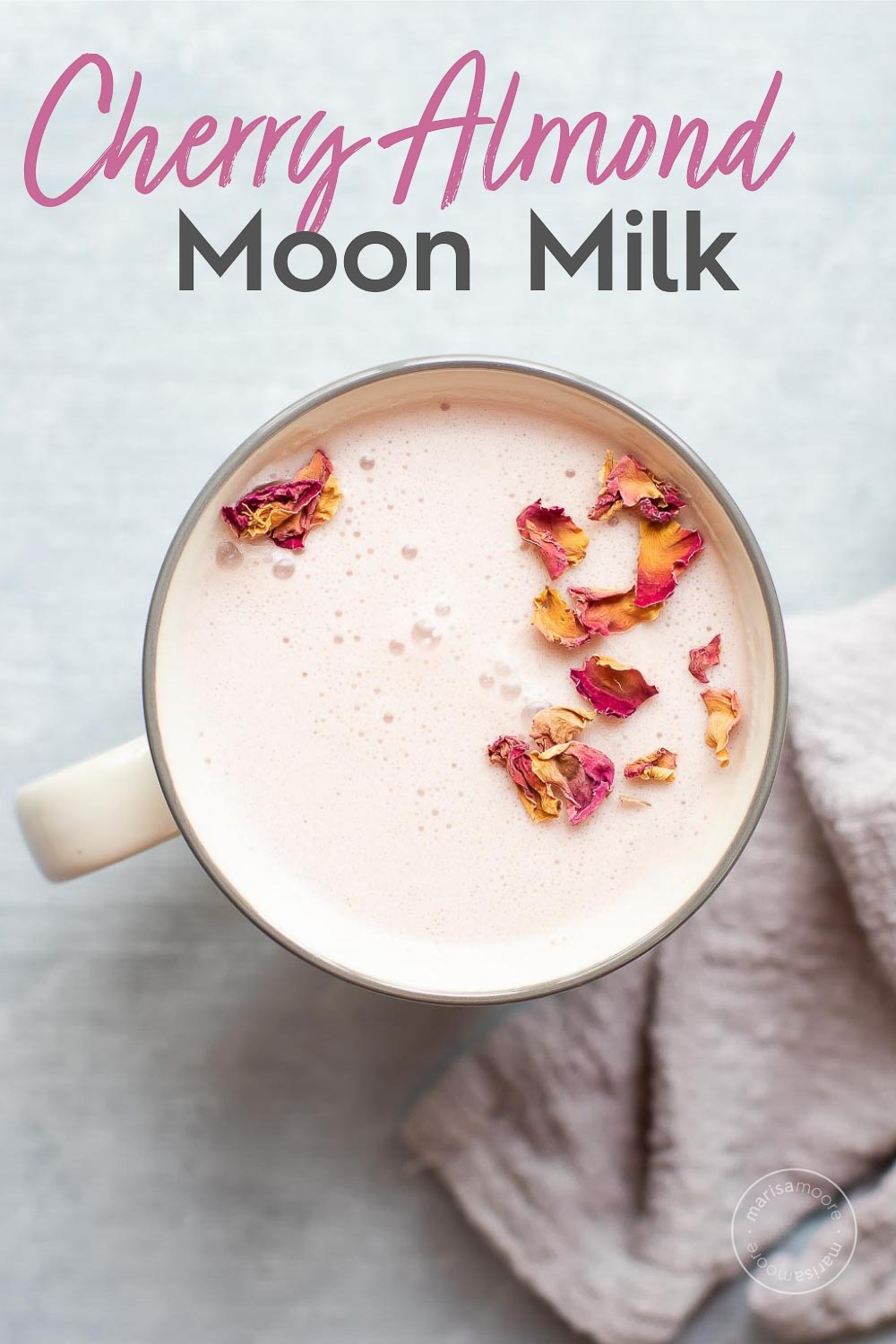 Cherry Almond Moon Milk in a mug