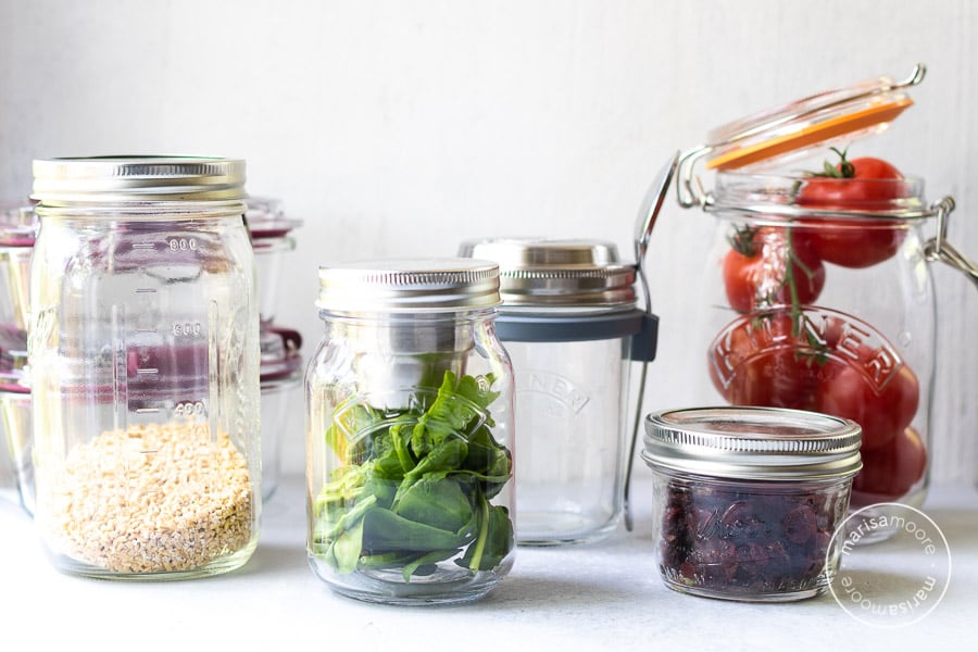 Assortment of glass jars with lids