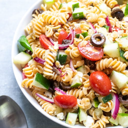 Mediterranean Chickpea Pasta Salad - Marisa Moore Nutrition