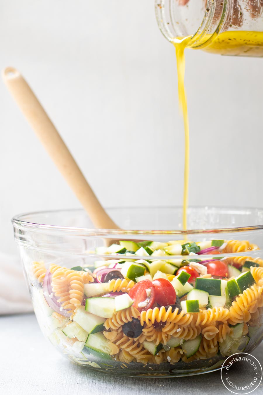 Chickpea Pasta with Dressing Pour