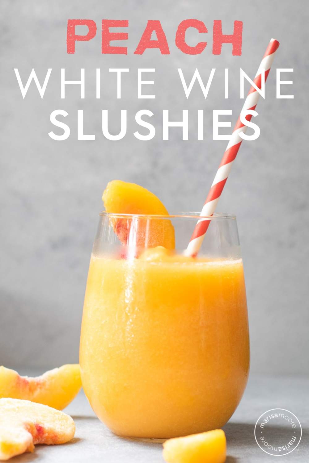 Peach White Wine Slushies in glasses