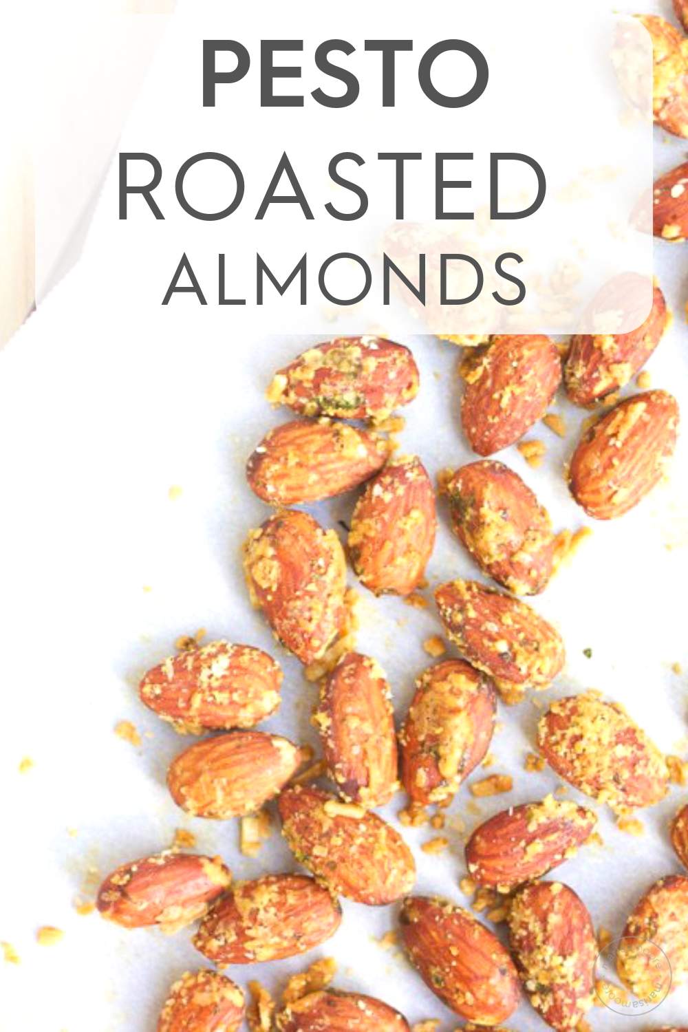 Pesto Roasted Almonds on parchment