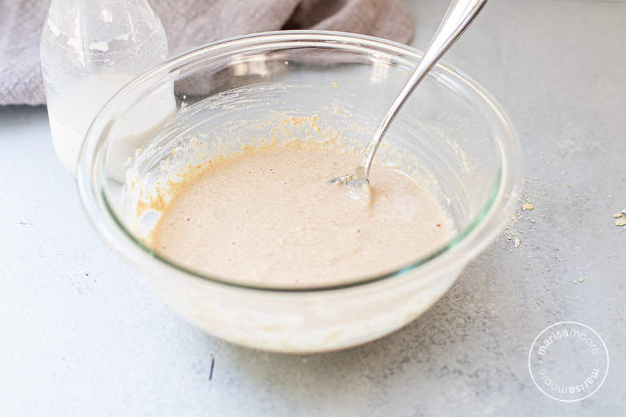 oat flour pancake batter in a bowl