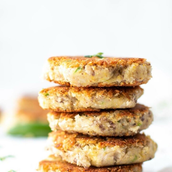 black-eyed pea fritters stacked