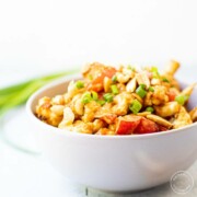 Peanut Cauliflower Stir Fry in a bowl
