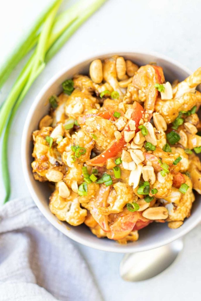 cauliflower stir-fry in a bowl 