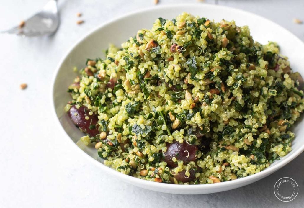 Kale QUinoa salad in a bowl